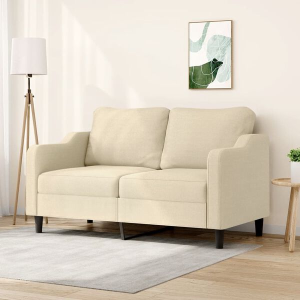 vidaXL Dvivietė sofa, kreminės spalvos, 140cm, audinys