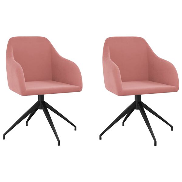 vidaXL Valgomojo kėdės, 2vnt., rožinės spalvos, aksomas