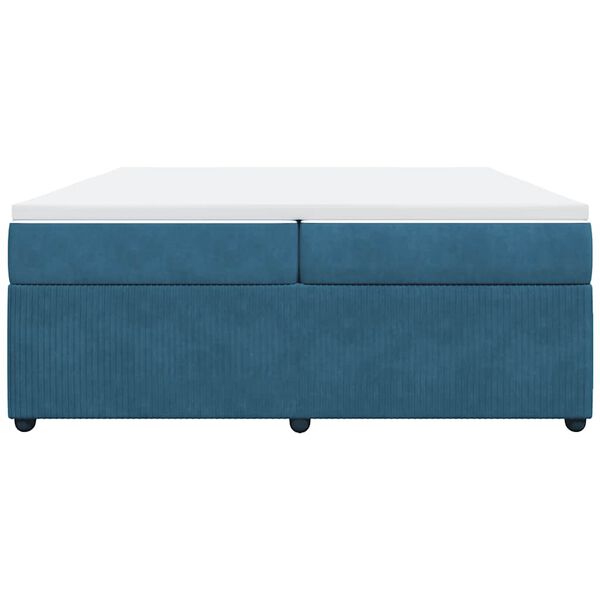 vidaXL Lova su spyruoklėmis ir čiužiniu, mėlyna, 200x200 cm, aksomas