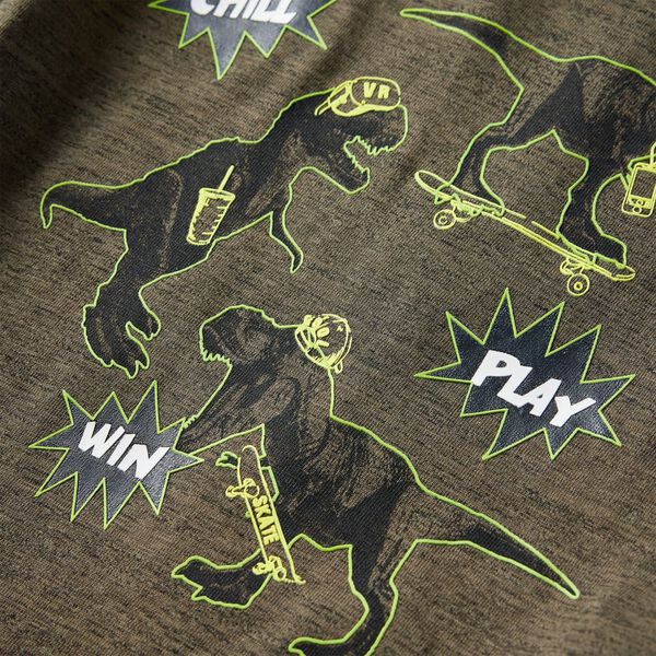 Vaikiški marškinėliai ilgomis rankovėmis, chaki melanžo, 92 dydžio