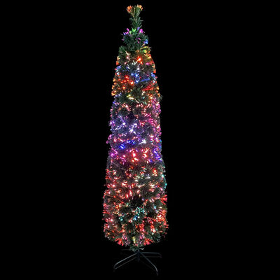 vidaXL Dirbtinė siaura Kalėdų eglutė su stovu, 210cm, optinis pluoštas