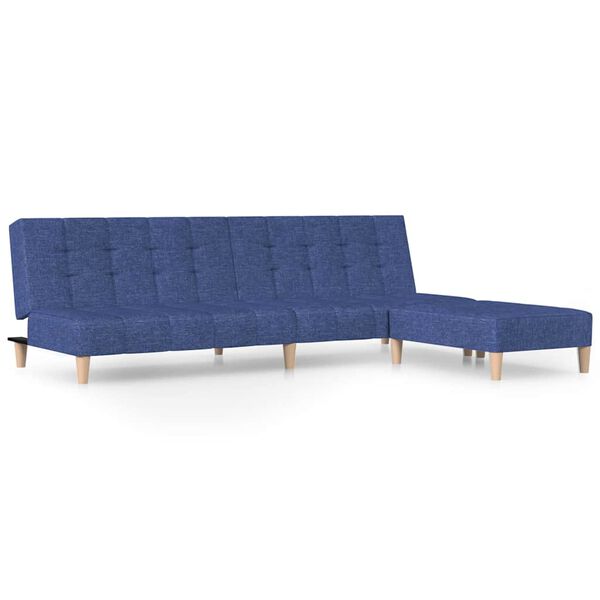 vidaXL Dvivietė sofa-lova su pakoja, mėlynos spalvos, audinys