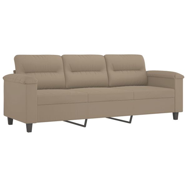 vidaXL Trivietė sofa, taupe spalvos, 180cm, mikropluo&scaron;to audinys