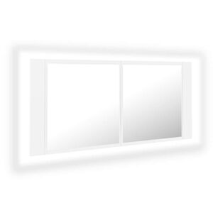 vidaXL Veidrodinė vonios spintelė su LED, balta, 100x12x45cm, akrilas