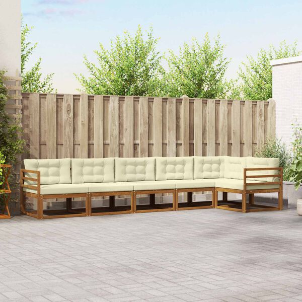 vidaXL Lauko sofos komplektas su pagalve 6 pcs Natūralus ir grietinėlė