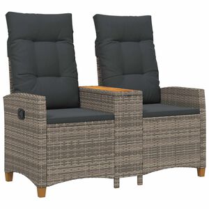 vidaXL Reclining Bench with Table 2 -Seater 126 x 65 x 112 cm