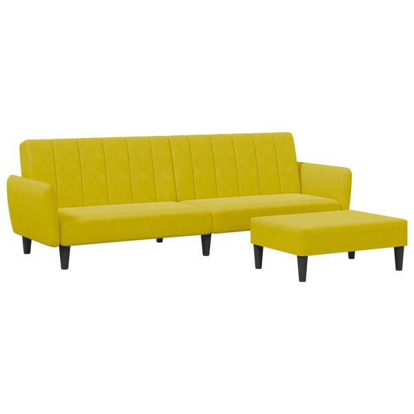 vidaXL Dvivietė sofa-lova su pakoja, geltonos spalvos, aksomas