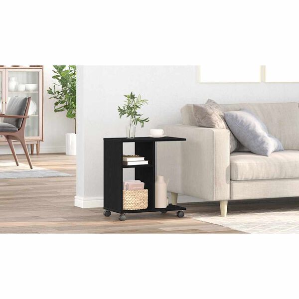 vidaXL Šoninysis staliukas su lentyna juoda ąžuolo 50 x 30 x 55 cm