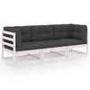 vidaXL Trivietė sodo sofa su pagalvėlėmis, pu&scaron;ies medienos masyvas