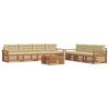 vidaXL Lauko sofos komplektas su pagalve 8 pcs Natūralus ir bežinis