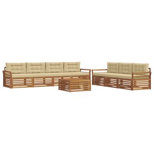 vidaXL Lauko sofos komplektas su pagalve 8 pcs Natūralus ir bežinis