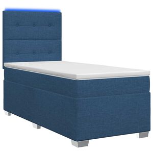 vidaXL Spyruoklinė lova su čiužiniu Mėlyna 100 x 200 cm Audinys
