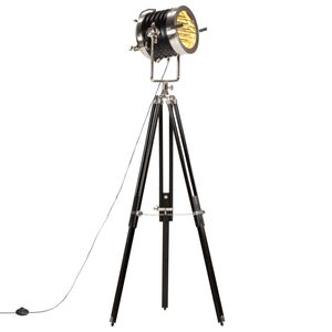 vidaXL Trikojis pastatomas šviestuvas, juodas, 171cm, mango masyvas