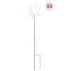 vidaXL Kalėdiniai &scaron;viestuvai su smaigais/LED, 3vnt., balti, 35cm