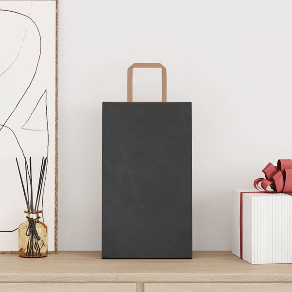 vidaXL Popieriniai mai&scaron;eliai 250vnt. su rankenomis, juodas, 21x11x36cm