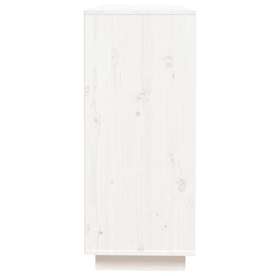 vidaXL Šoninė spintelė, balta, 110,5x35x80cm, pušies medienos masyvas