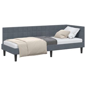 vidaXL Kampinė lovos konstrukcija Tamsiai pilka 80 cm x 200 cm Aksomas