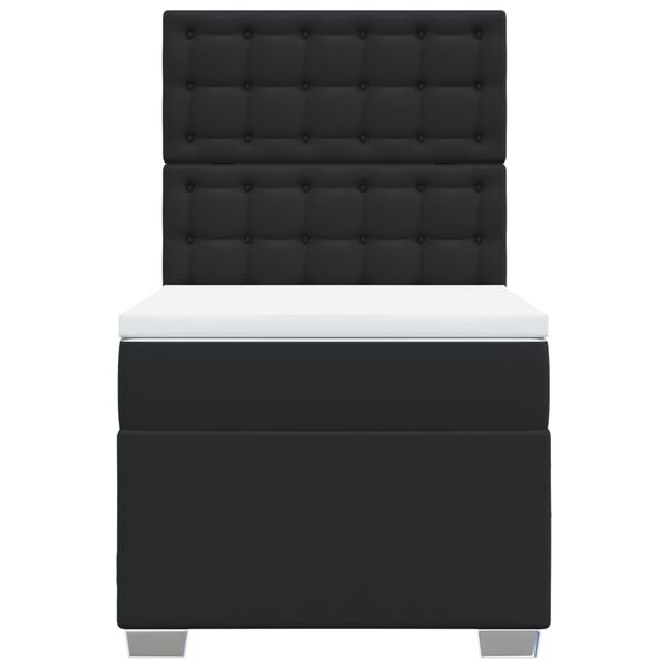 vidaXL Lova su spyruoklėmis ir čiužiniu, juoda, 90x190cm, dirbtinė oda