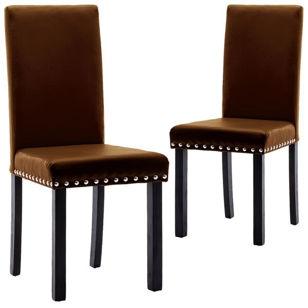 vidaXL Valgomojo kėdės, 2vnt., rudos spalvos, PVC