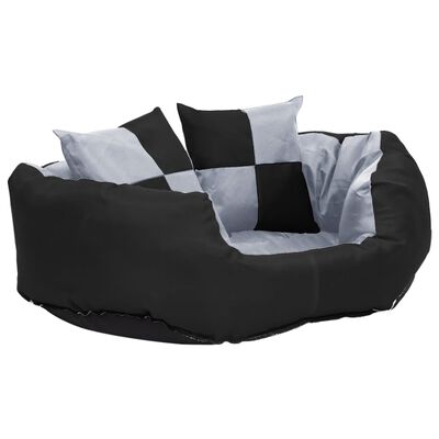 vidaXL Dvipusė skalbiama pagalvė šunims, pilka ir juoda, 65x50x20cm