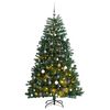vidaXL Kalėdų eglutė su &scaron;arnyrinėmis &scaron;akomis/LED/žaisliukais, 210cm