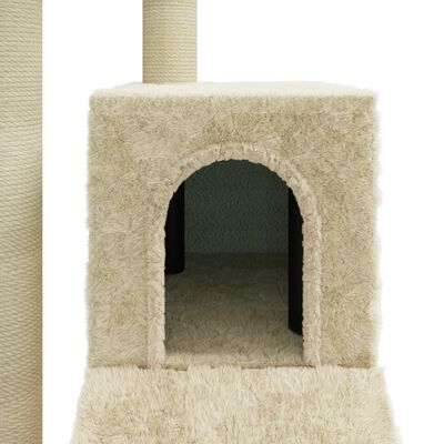 vidaXL Draskyklė katėms su stovais iš sizalio, kreminės spalvos, 92cm