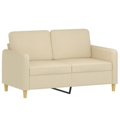 vidaXL Dvivietė sofa su pagalvėlėmis, kreminės spalvos, 120cm, audinys
