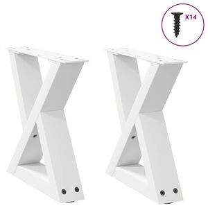vidaXL Kavos staliuko kojelės, 2 vnt., baltos, 30x(30-31,3) cm, plienas