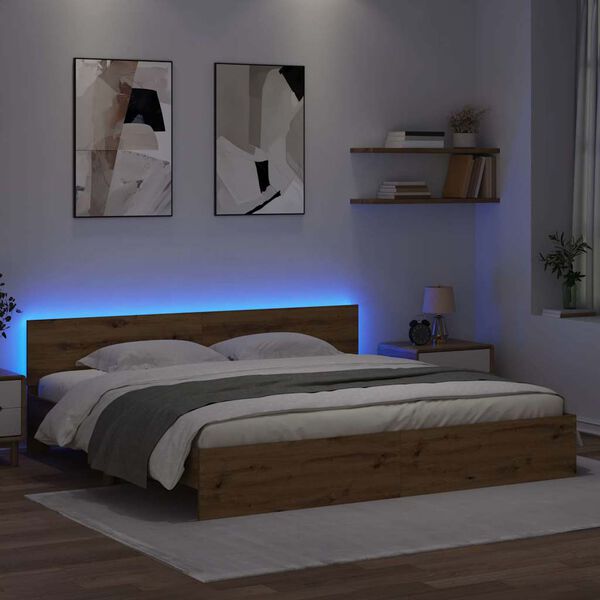 vidaXL Lovos rėmas Amatininkų ąžuolas 200 x 200 cm Apdirbta mediena