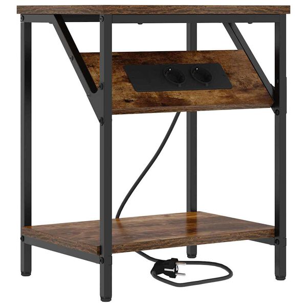 vidaXL &Scaron;alia lovos spintelė Rūkyta ąžuolas 38 x 30 x 48 cm