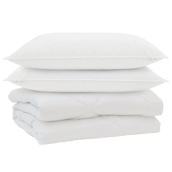 vidaXL Antklodė su pagalve 3 pcs Balta Mikropluo&scaron;tas