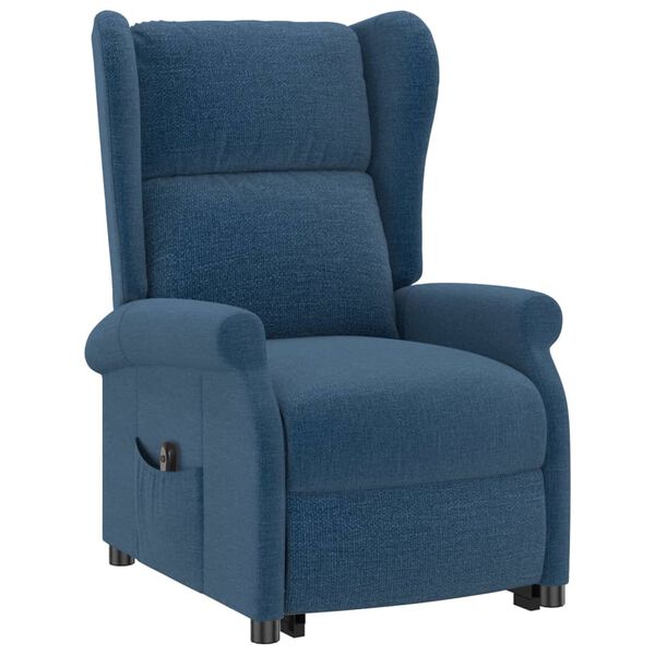 vidaXL Atsistojantis atlo&scaron;iamas krėslas, mėlynos spalvos, audinys