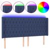 vidaXL Galvūgalis su LED, mėlynos spalvos, 203x16x118/128cm, audinys