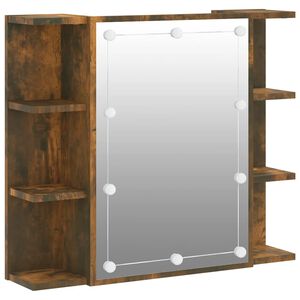 vidaXL Veidrodinė spintelė su LED, dūminio ąžuolo, 70x16,5x60cm