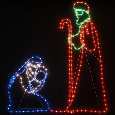 vidaXL Kalėdinė dekoracija Marija ir Juozapas su LED, 40x55/38x100cm