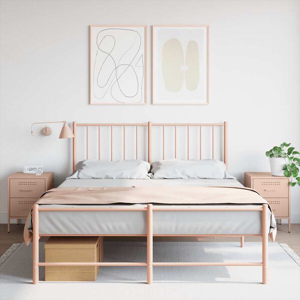 vidaXL Naktinės spintelės, 2vnt., rožinės, 36x39x50,5cm, plienas