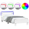 vidaXL Lovos rėmas su galvūgaliu ir LED lemputėmis, baltas, 75x190cm