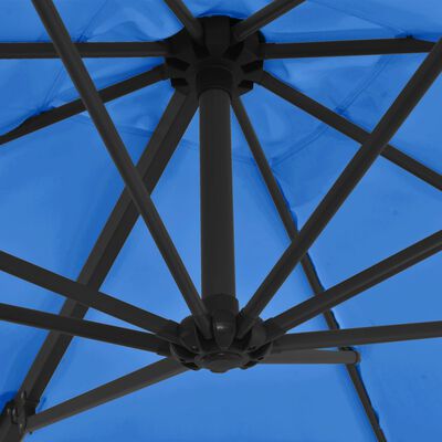 vidaXL Gembinis skėtis su plieniniu stulpu, tamsiai mėlynas, 250x250cm