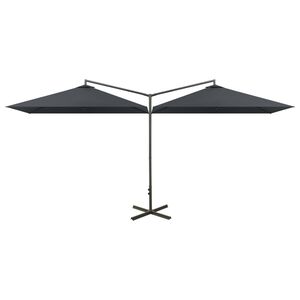 vidaXL Dvigubas sodo skėtis su plieniniu stulpu, antracito, 600x300cm