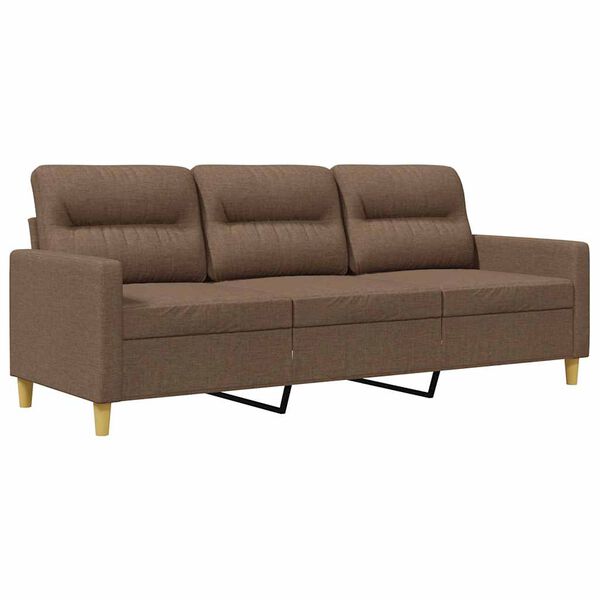 vidaXL Trivietė sofa, rudos spalvos, 180cm, audinys