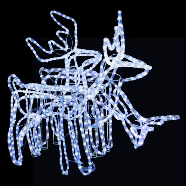 vidaXL Kalėdinių dekoracijų elnių rinkinys, 3vnt., šalti balti