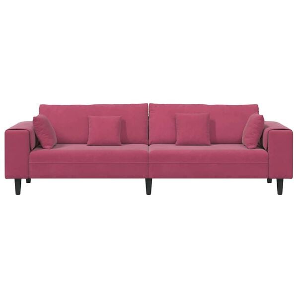 vidaXL Sofa su pagalve Vyno raudona 250 x 77 x 76 cm Aksomas