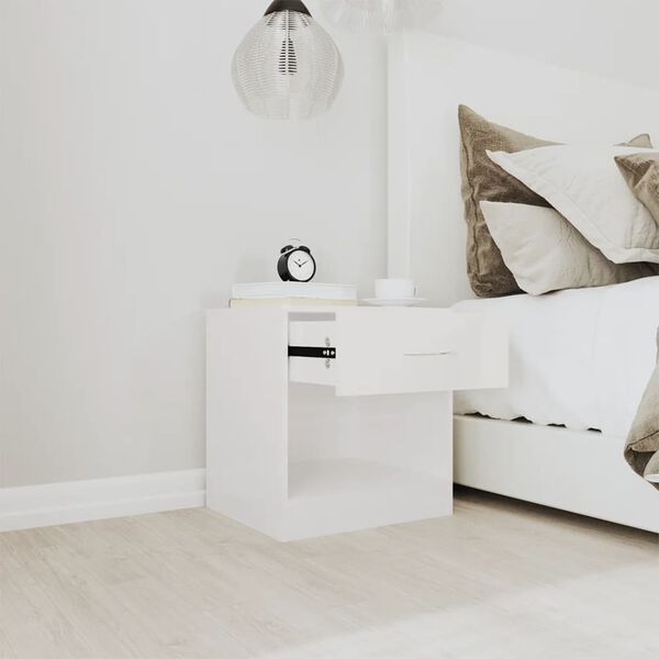 vidaXL Naktinės spintelės su stalčiais, 2vnt., baltos, blizgios