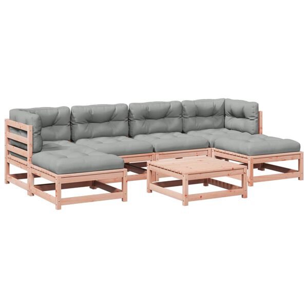 vidaXL Sodo komplektas su pagalvėlėmis, 7 dalių, douglas eglės masyvas