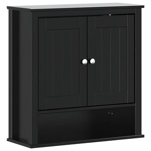 vidaXL Sieninė vonios spintelė BERG, juoda, 69,5x27x71,5cm, mediena
