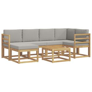 vidaXL Lauko sofos komplektas su pagalve 7 pcs Balta ir &scaron;viesiai pilka