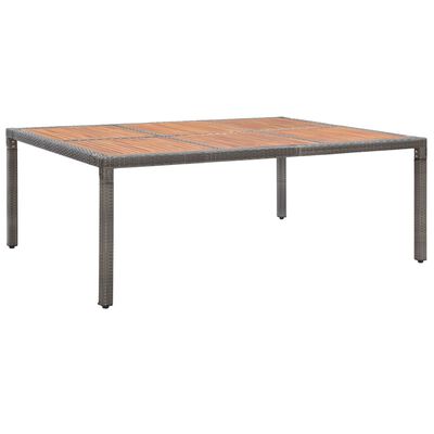 vidaXL Sodo stalas, pilkas, 200x150x74cm, poliratanas ir akacija