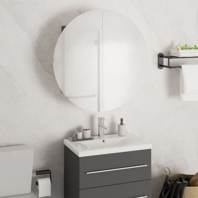 vidaXL Vonios kambario spintelė su veidrodžiu/LED, pilka, 47x47x17,5cm