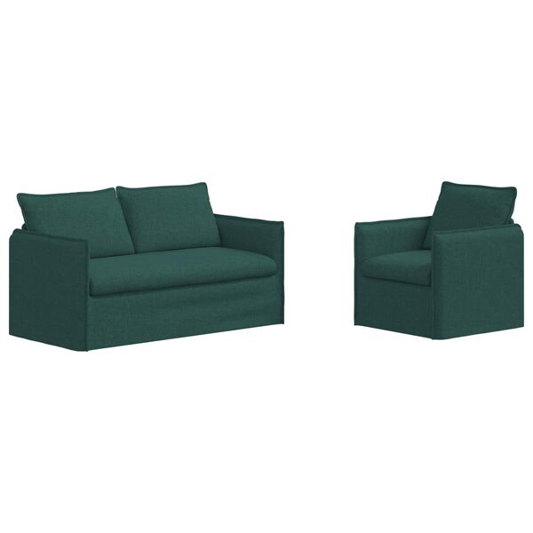 vidaXL Sofos komplektas 2 pcs Tamsiai žalia 196 x 82 x 85 cm audinys