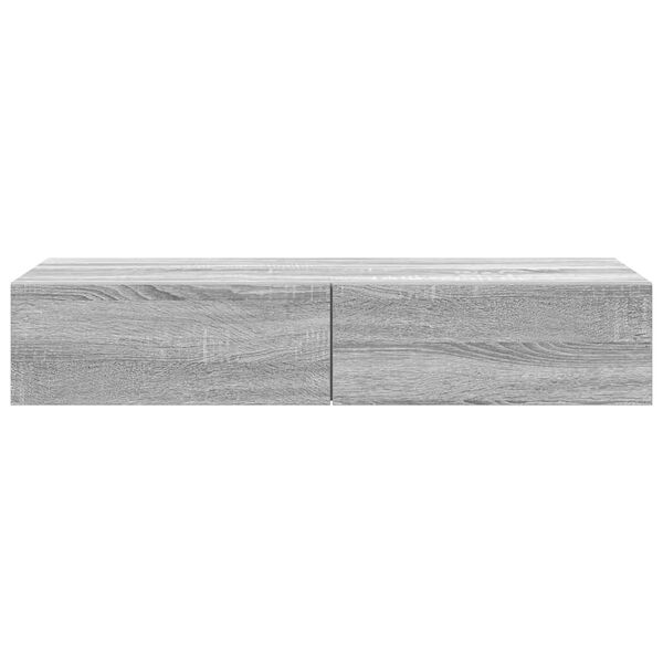 vidaXL Sieninė lentyna su stalčiais, pilka ąžuolo, 100x36x19cm